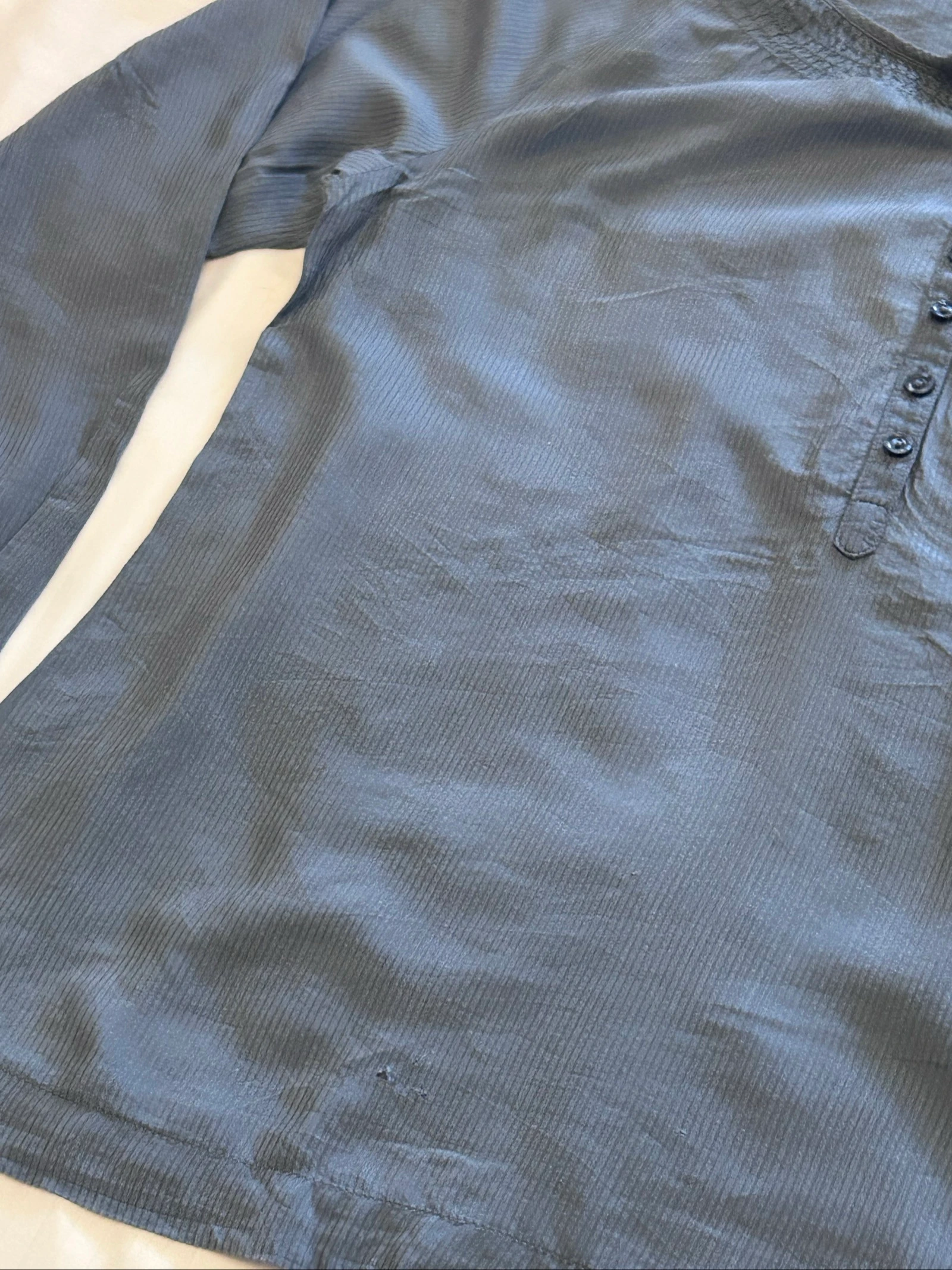 Chemisier à manches longues Trucco à petits rayures tons bleus taille 44 – photo 7